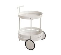 Chariot de cuisine, desserte en métal coloris blanc - diamètre 42 x hauteur 62 cm