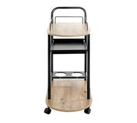 Chariot de cuisine, desserte en métal coloris noir et bois coloris chêne -longueur 65 x profondeur 35 x hauteur 83 cm