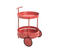 Chariot de cuisine, desserte en métal coloris rouge - diamètre 42 x hauteur 62 cm