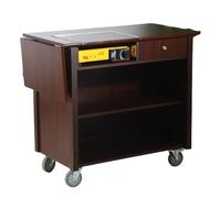 Chariot de cuisine d'extérieur avec poêle au butane, station de préparation en bois roulant à 3 niveaux, roues verrouillables pour camping, hayon, barbecue, vente de nourriture - Solution de cuisine