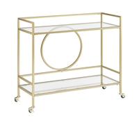 Beliani Chariot de Cuisine Doré Glam à roulettes Deux Etagères en Verre Ouvertes 75 x 45 cm Kerry