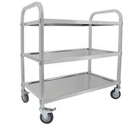 Chariot de cuisine en acier inoxydable avec roues verrouillables, chariot utilitaire de restauration à 3 niveaux pour hôtels, restaurants et rangement