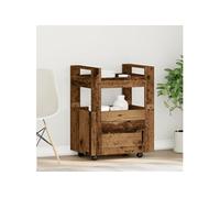 Chariot de Cuisine en Bois Vieilli 60x45x80 cm en Bois d ingénierie