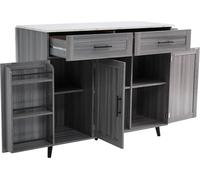 Chariot de cuisine - Ilot de cuisine avec plan de travail extensible - Dinerdressoir - Rangement - Pour cuisine ou salle à manger - Marbre blanc & bois gris kaki