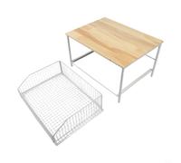 Chariot de cuisine organisé avec panier suspendu en bas et cadre renforcé en forme de L pour support micro-ondes (blanc)
