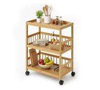 Chariot de cuisine Relaxdays en bambou 3 niveaux pour épices et provisions H x L x P : 80 x 53 x 30 cm étroit.