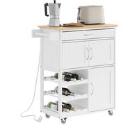 SoBuy Chariot de cuisine avec prise USB blanc 75x37x87 cm FKW45-E-WN