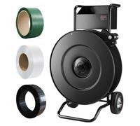 Chariot de déroulage VEVOR, adapté aux rouleaux de cerclage PET/PP/acier avec une taille d'âme de 203/406 mm, distributeur de cerclage robuste avec frein de tambour amélioré, rangement spacieux intégr