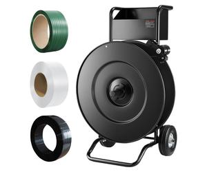 Chariot de déroulage VEVOR, adapté aux rouleaux de cerclage PET/PP/acier avec une taille d'âme de 203/406 mm, distributeur de cerclage robuste avec frein de tambour amélioré, rangement spacieux intégr
