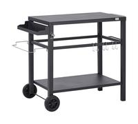 Chariot de Jardin Acier Métal Service d'Extérieur à Roulettes Noir