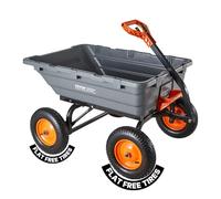 Chariot de Jardin Basculant 680 kg Chariot à Benne Basculante en Polypropylène pour Transport de Plantes Terre Récoltes, avec Basculement Rapide 90°, Poignée 2 en 1, Essieu Directionnel 270°