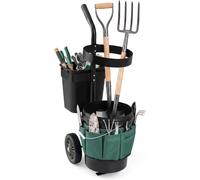 Chariot de jardin, chariot à outils avec seaux de 10 et 20 litres, sac en tissu Oxford, chariot à outils avec support pour équipements, chariot de transport pour outils de jardin, en acier, pour l'ext