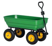Chariot de jardin - Chariote à basculante de 125 litres - Acier et polypropylène - Benne basculante avec poignée - 118x58x102 cm - Vert olive