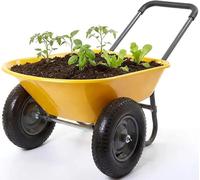 Chariot de jardin - Chariote de transport - En fer et en plastique - Robuste et capable de supporter des charges importantes - Idéal pour les travaux de jardin et d'extérieur - Jaune