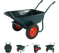 Chariot de jardin de 100 litres, capacité de charge de 160 kg, équipé de 4 pneus pneumatiques renforcés montés sur des jantes en acier, idéal pour le jardin, la construction et les écuries. Chariot de