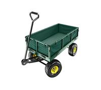 Chariot de jardin en métal avec parois rabattables vert, 350 kg