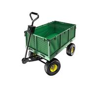 Chariot de jardin en métal avec parois rabattables, vert, 550 kg