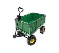 Chariot de jardin en métal parois rabattables vert, 550 kg