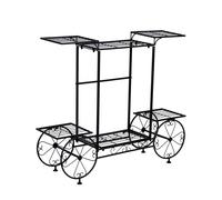 Chariot de jardin en métal Support pour plantes, 6 niveaux, construction en fer durable, noir