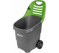 Chariot de jardin et utilitaire, 65 litres, structure en polypropylène robuste, 2 roues en plastique, poignée ergonomique, support de balai intégré – idéal pour les déchets de jardin et les travaux de