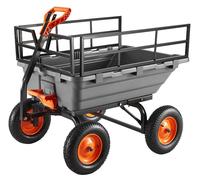 Chariot de jardin SucceBuy 680 kg, chariot de transport avec fonction de basculement, chariot à main avec poignée 2-en-1, diable, chariot à main, chariot à roulettes, chariot basculant pour plantes, t