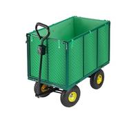 Chariot de jardin vert en métal, parois rabattables