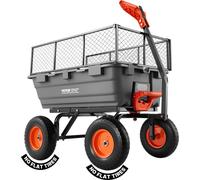 Chariot de jardin VEVOR avec fonction basculante, chariot robuste pouvant supporter jusqu'à 544 kg, chariot de transport pivotant à 270° pour le jardinage, en plastique et acier, avec pneusPolyuréthan