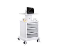 VEVOR Chariot de Laboratoire Mobile à 4 Niveaux - 3 Tiroirs, 1 Plateau Supérieur, Matériau ABS, 4 Roues Silencieuses - pour Labo, Clinique, Hôpital, Salon