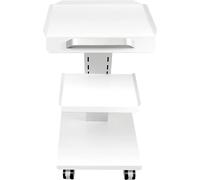 Chariot de laboratoire, design à 3 niveaux, prises de courant intégrées, BLANC