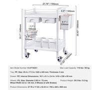 Chariot de laboratoire en ABS, blanc, 4 PP 2 4, chariot de laboratoire pour laboratoires et cliniques