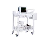 Chariot de laboratoire VEVOR à 2 niveaux, chariot de laboratoire avec 2 étagères, 2 tiroirs et 4 roues silencieuses, chariot médical mobile en matériau PP, chariot de laboratoire avec 3 poubelles pour