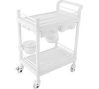 Chariot de laboratoire médical - Chariot à 2 niveaux - ABS - 2 tiroirs - Charge maximale 90 kg - Rectangulaire - Blanc