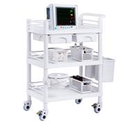 Chariot Médical Portable-VEVOR-Structure à 3 Niveaux avec Roues Silencieuses-les Laboratoires, les Cliniques, les Hôpitaux-Blanc