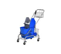 HomCom Chariot de ménage professionnel – presse à mâchoire, seau 26 L, panier de rangements, bleu