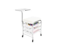 Chariot de manucure bain de pieds portable avec 3 tiroirs assise rembourrée et plateau réglable chariot pour manucure et pédicure