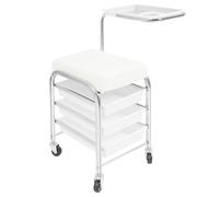Chariot de manucure et pédicure, chariot à cosmétiques, rangement à trois niveaux avec 4 roues, plateau à outils, chariot de salon réglable en hauteur pour usage domestique, salon de beauté (blanc)