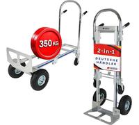Chariot de manutention et chariot plateforme Apollo, pliables, charge utile de 350/250 kg, 2 pneus à air et 2 roues en caoutchouc plein, châssis en acier, dimensions 131x50x48 cm. Chariot de transport