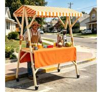 Chariot De Marché Pliable avec Auvent Polyvalent Durable Stand De Nourriture D'ExtéRieur Portable pour éVéNements Et Vente De Rue,11,120cm