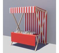Chariot de marché portable en bois avec auvent, auvent et nappe pour entreprise, vente alimentaire