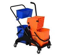 HOMCOM Chariot de ménage Chariot de Lavage Professionnel essoreuse latérale Seau 26 L + Panier de rangements 78 x 45 x 95 cm métal et Plastique Orange
