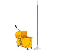 Chariot de ménage - HOMCOM - essoreuse latérale seau 20 L, poignée et serpillère - 45 x 26,5 x 70 cm - jaune