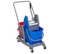 Chariot de Ménage Professionnel Double Seau 2x avec Presse d'Essorage et Roulettes 73 x 45 x 92cm 25L 92cm