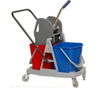 Chariot de ménage sur roulettes 2 x 18 litres avec guidon orientable BRICOZOR