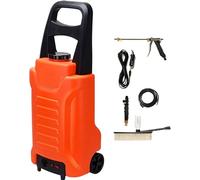 Chariot de nettoyage à eau 35 l avec tuyau et poteau de 7 m, système de lavage de voiture rechargeable pour l'irrigation des fenêtres et du jardin, design portable avec buse réglable