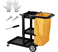 Chariot de nettoyage Chariot de nettoyage Profi 3 compartiments Sac poubelle Chariot d'hôtel Chariot de lavage