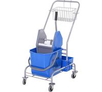 Chariot de nettoyage - Chariot de nettoyage - Seau de nettoyage 25 l avec seau de vidange - Rangements - 72×49,5×95 cm - Bleu ciel