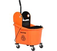 Chariot de nettoyage Fortuna Lai avec seau roulant et dispositif d'essorage 36 litres noir/orange 54x41x91,5 cm pour un nettoyage professionnel