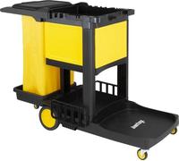 Chariot de nettoyage Jantex, noir, avec armoire verrouillable