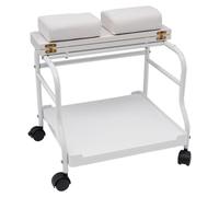 Chariot de pédicure et de manucure - Chariot de salon - Avec repose-pieds pour bac à pieds - Capacité de charge : 18 kg - Dimensions : 50 × 42 × 47 cm - Plateau : 52 × 32,5 cm - Blanc