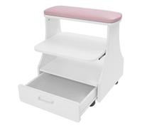 Chariot de pédicure, repose-pieds, manucure, avec roues, repose-pieds pour soins des ongles, idéal pour salon de beauté des ongles (rose)